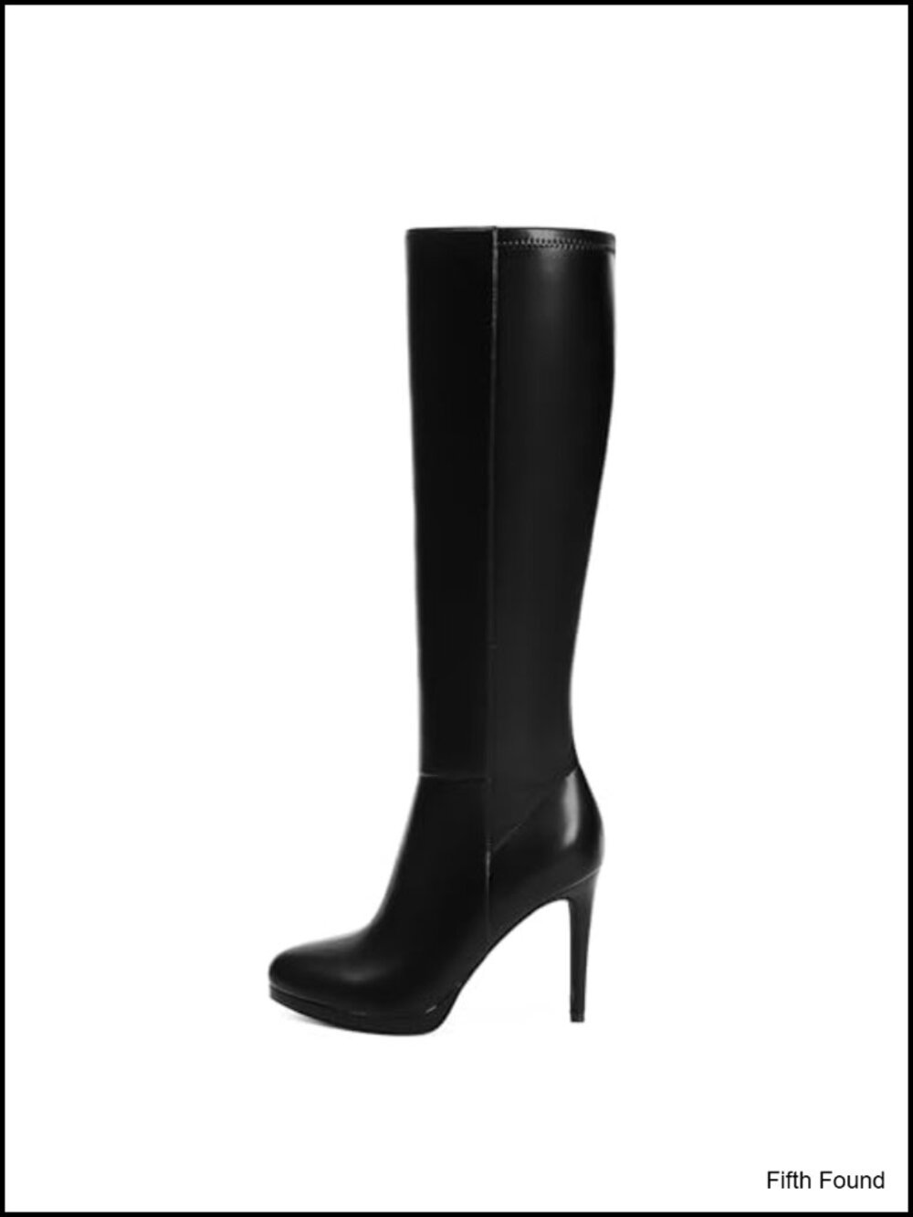 Knee High Boots Round Toe Stiletto Heel Platforms Faux Leather Tall Boots